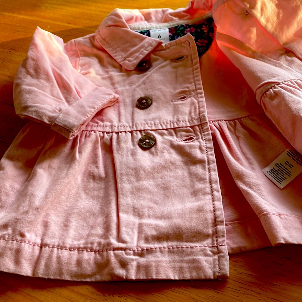 Spring bundle pink coat 3-6 month old girl and slogan bodysuit 3 month old